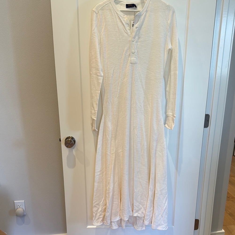 Ralph Lauren Cream Long Sleeve Cuffed Gown